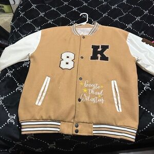 Tan and White Varsity Jacket